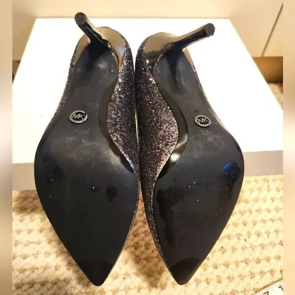 Michael Michael Kors "Claire" Gunmetal Glitter Encrusted Pumps Sz.7 Ret $130 - Picture 7 of 8